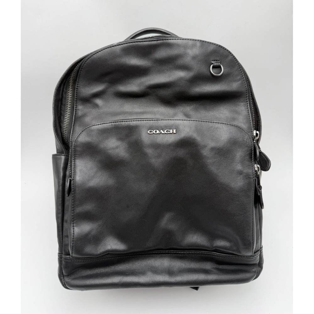 MENS Coach BLACK Leather Graham Backpack Model C2934